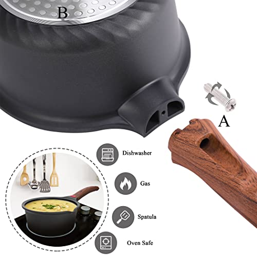 Vinchef 2qt Nonstick Sauce Pan with Lid, Small Milk Pot Pan Germany 3C+ CERAMIC Reinforced Coating,Saucepan with Stay-Cool Handle, Compatible for All Stove Top