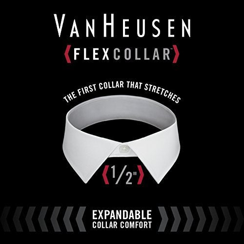 Van Heusen Men's FIT Dress Shirt Flex Collar Stretch Solid (Big and Tall), Black, 20" Neck 34"-35" Sleeve