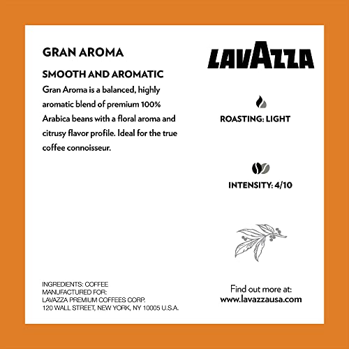 Lavazza Gran Aroma Single-Serve Coffee K-Cup® Pods for Keurig Brewer, Light Roast, 10-Count Boxes (Pack of 6)