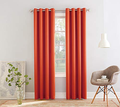 Sun Zero Becca Energy Efficient Grommet Curtain Panel, 40" x 84", Tangerine