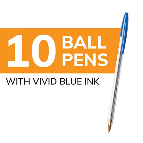 BIC Cristal Xtra Smooth Ballpoint Pen, Medium Point (1.0mm), Blue, 10-Count