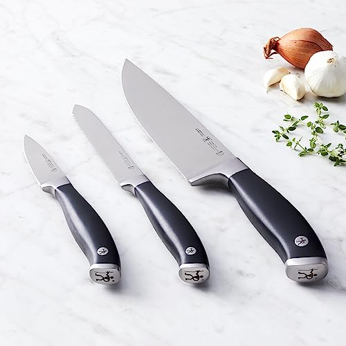 HENCKELS Forged Elite Razor-Sharp 3-Piece Kitchen Knife Set, Chef Knife, Paring Knife, Bread Knife, German Engineered Informed by 100+ Years of Mastery