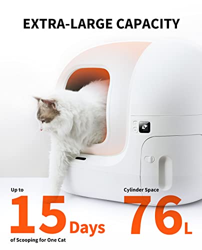 PETKIT Extra Large Self Cleaning Cat Litter Box for Multi Cats-76L, Automatic Cat Litter Box Strong Odor Eliminator, xSecure Integrated Safety Protection/APP Control Smart Cat Litter Box with Liner