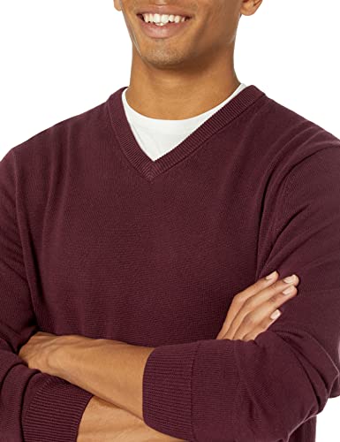 Amazon Essentials Men's V-Neck Sweater (Available in Big & Tall), Burgundy, X-Small