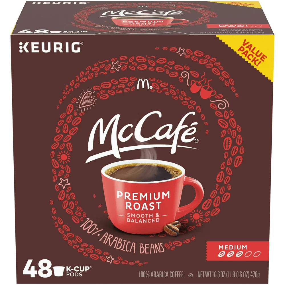 (2 pack) McCafe Premium Roast Medium Coffee K-Cup Pods, Caffeinated, 48 ct - 16.6 oz Box