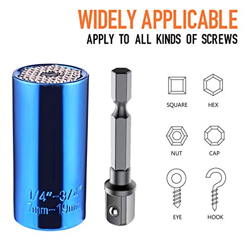 Moongo Tool Universal Socket, Gifts for Dad from Daughter Son - Christmas Gifts for Men, Father/Dad, DIY Handyman, Husband, Guys, Boyfriend, Him, Unique Tools for Men (7-19mm) Power Drill Adapter