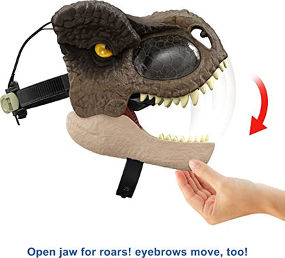 Mattel Jurassic World Dominion Chomp N Roar Tyrannosaurus Rex Dinosaur Mask with Motion and Sounds, T Rex Role-Play Toy