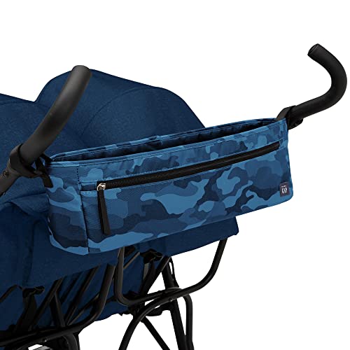 GAP babyGap Classic Side-by-Side Double Stroller - Lightweight Double Stroller with Recline, Extendable Sun Visors & Compact Fold - Made with Sustainable Materials, Navy Camo