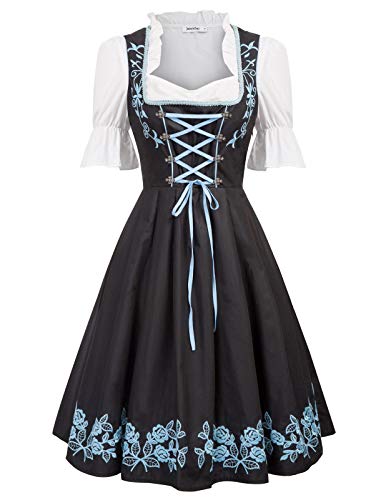 German Authentic Drindl Costumes Oktoberfest Top Halloween Dirndl Dress Size L Color Black