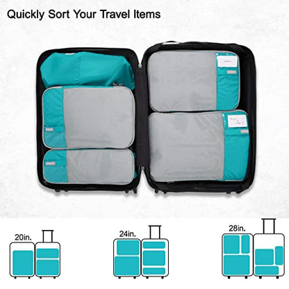 Compression Packing Cubes for Suitcases, BAGSMART 6 Set Travel Organizer Cubes for Travel Essentials, Expandable Luggage Suitcase Organizer Bags Set, Lightweight Packing Organizers as Travel Accessories for Women / Men