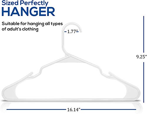 Utopia Home Clothes Hangers 50 Pack - Plastic Hangers Space Saving - Durable Coat Hanger with Shoulder Grooves (White)