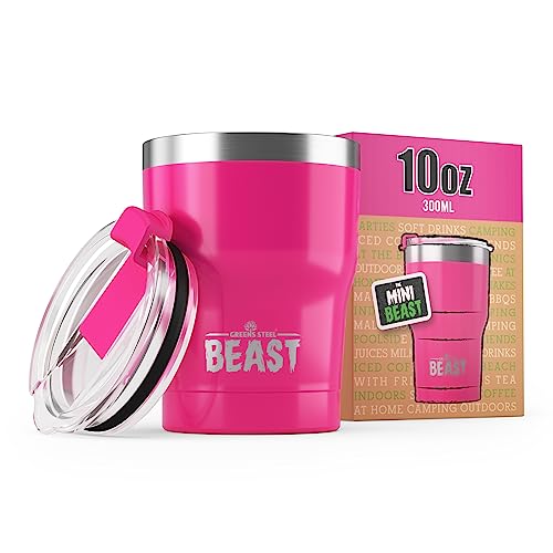 Beast 10 oz Tumbler Stainless Steel Vacuum Insulated Coffee Ice Cup Double Wall Travel Flask (Cupcake Pink)
