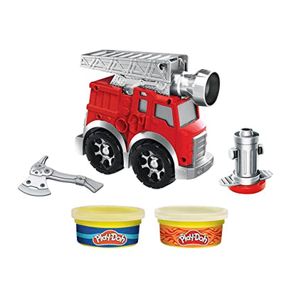 Play-Doh Wheels Fire Engine Playset with 2 Non-Toxic Modeling Compound Cans Including Water and Fire Colors, Firetruck Toy for Kids 3 and Up