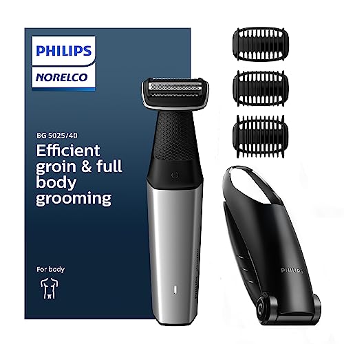 Philips Norelco Bodygroom Series 5000 Showerproof Body & Manscaping Trimmer for Men with Back Attachment, BG5025/40