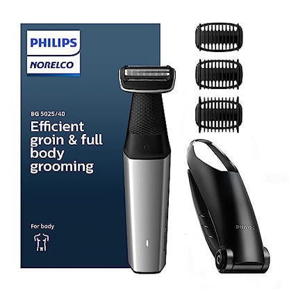 Philips Norelco Bodygroom Series 5000 Showerproof Body & Manscaping Trimmer for Men with Back Attachment, BG5025/40