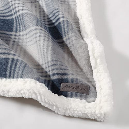 Eddie Bauer Brushed Throw Blanket Reversible Sherpa & Brushed Fleece, Lightweight Home Decor for Bed or Couch, Nordic Midnight