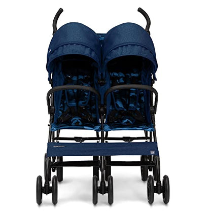 GAP babyGap Classic Side-by-Side Double Stroller - Lightweight Double Stroller with Recline, Extendable Sun Visors & Compact Fold - Made with Sustainable Materials, Navy Camo