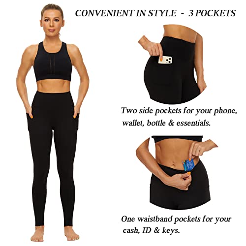 iniber High Waisted Yoga Pants with Pockets for Women 4-Way Stretch Soft Running Workout Leggings Athletic Yoga Pants