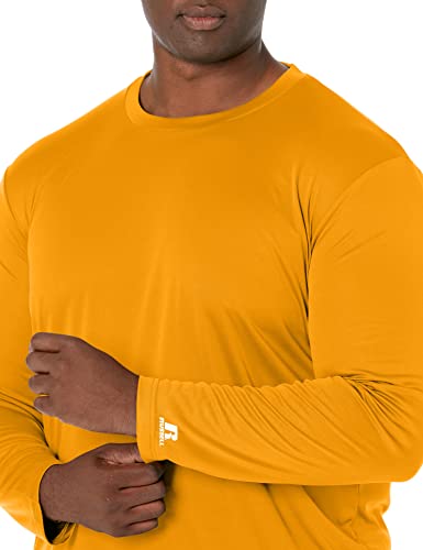 Russell Athletic Men's Standard Long Sleeve Performance Tee, Gold, Medium