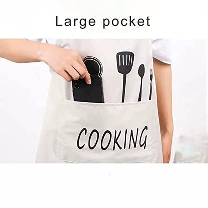 DILLMAN Women Kitchen Apron with Hand Wipe Pockets，Big Pocket,Hand-wiping, Waterproof for Cooking Baking (WHITE)