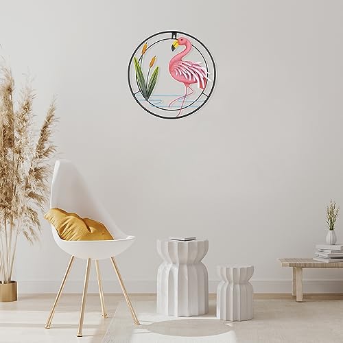 huangpai Metal Flamingo Wall Art, Porch Front Door Wall Decor, Room, Outdoor, Club, Bars, Front Door, Metal Hanging Wall Art Décor