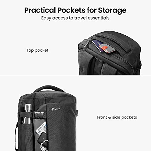 tomtoc Travel Backpack 40L, TSA Friendly Flight Approved Carry-on Luggage Hand Backpack, Water-resistant Lightweight Business Rucksack, Durable Large Weekender Bag Daypack Fits 17.3 Inch Laptop