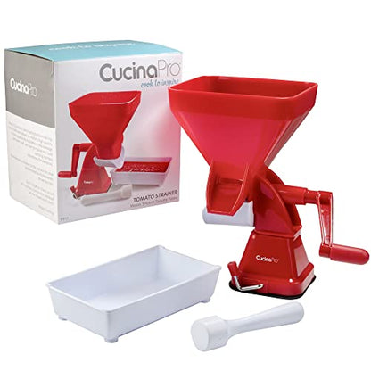 CucinaPro Tomato Strainer- Easily Juices w No Peeling Deseeding or Coring Necessary- Suction Cup Base, Food Press- Homemade Pasta Sauces, Fresh Salsas, Puree Maker- Farm to Table Summer Garden Cooking