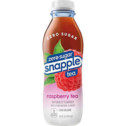 Snapple Zero Sugar Raspberry Tea, 16 fl oz recycled plastic bottle, Pack of 12