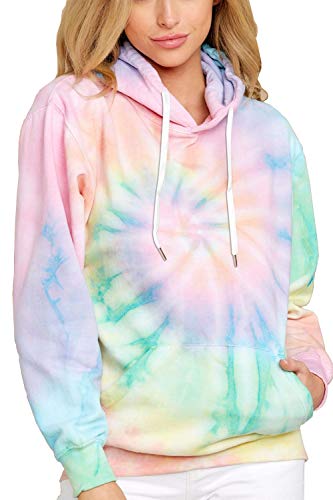 YOCUR Womens Hoodies Sweatshirt Teen Girls Tie Dye Hoodie Thin Sweatshirt Casual Fall Tops Long Sleeve Pocket Pullover Green L