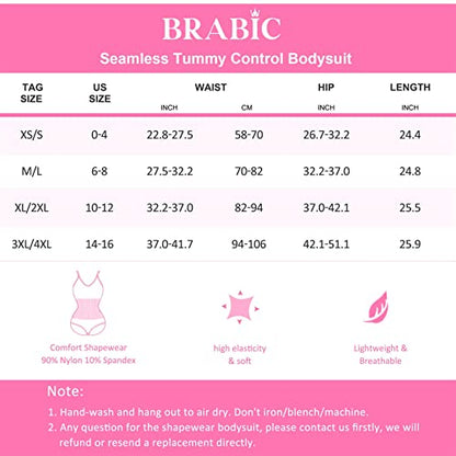 BRABIC Bodysuit Shapewear for Women Tummy Control Panties Seamless Sleeveless Tops V-Neck Camisole Jumpsuit (Black, Medium/Large)