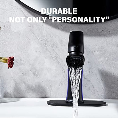 Waterfall Bathroom Faucet Black YUNDOOM Matte Black with Pop Up Drain Single Handle One Hole or Three Holes Vanity Farmhouse RV Vessel Basin Faucet Deck Mount