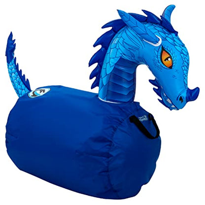 WADDLE Hip Hoppers Large Bouncy Hopper Inflatable Hopping Animal Bouncer, Supports Up to 250 Pounds, Ages 5 and Up (Blue Dragon)