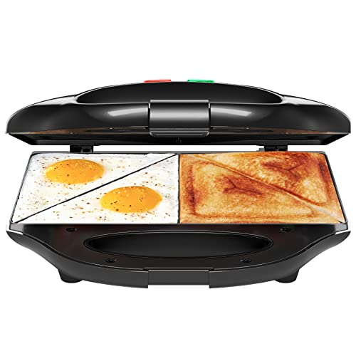 Chefman Portable Sandwich Maker, Compact, Nonstick, Electric Omelet Maker, Panini Press, Pocket Sandwich Press, and Quesadilla Maker, with Indicator Lights, Locking Lid, and Cord Storage