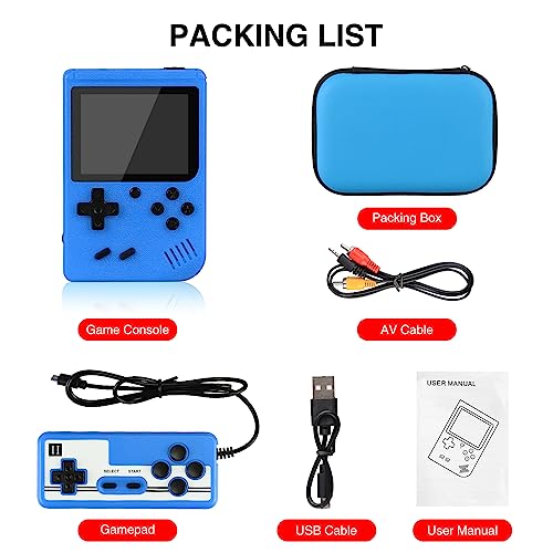 Handheld Game Console, Mini Arcade Machines Built-in 400 Classical FC Games, (Blue-400 Games)