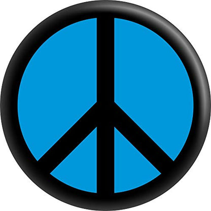 Blue on Black Peace Sign - 1.5" Round Button