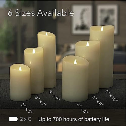 Softflame Flameless LED Candles with Remote Control, 3"x 5"Flickering 3D Moving Flame Battery Operated Candles in Real Wax Shell for Indoor Use, Home decor Ivory