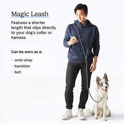 FABLE Magic Leash - Conventional Dog Leash - Hands Free Leash for Dog Walking - Can be Worn as a Belt, Bandolier, or Wrist Strap - Waterproof, Mold/Smell-Proof, & Durable - Slate - X-Small/Small