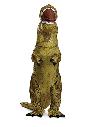 Jurassic World T-Rex Costume, Inflatable Rexy Dinosaur Costume for Adults, Fan Operated Expandable Blow Up Jumpsuit