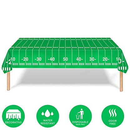 Oigco 3 Packs Party Football Tablecloth（54"x 108"）, Football Theme Party Plastic Touchdown Table Cover for Birthday Party Decorations Tailgate Football Party