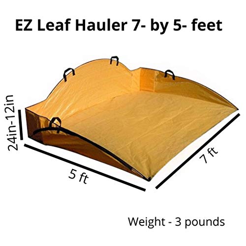 EZ Leaf Hauler Reusable Cleanup Tarp for Lawns and Gardens - Landscape and Yard Accessories, Rake Leaves and Debris, Easy To Use, Collapsible Design, Orange, (5’ X 7’)