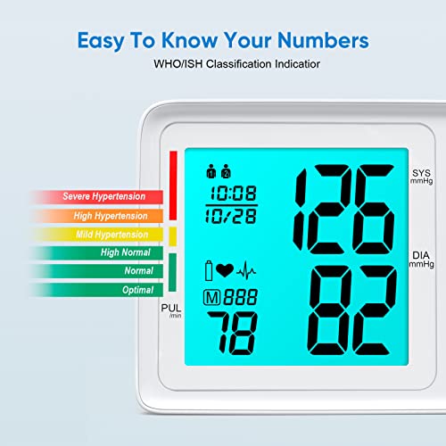 Blood Pressure Monitor for Home Use Extra Large Cuff Automatic Digital Blood Pressure Machine 9-17''&13-21''Adjustable Blood Pressure Cuff- Backlit Display 2x500 Memories 4AAA Batteries Carrying Case