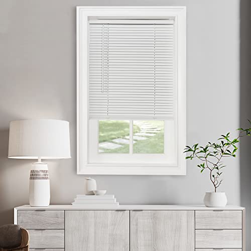 Cordless Light Filtering Mini Blind - 18 Inch Length, 42 Inch Height, 1" Slat Size - Pearl White - Cordless GII Morningstar Horizontal Windows Blinds for Interior by Achim Home Decor