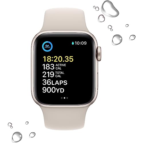 Apple Watch SE (2nd Gen) (GPS + Cellular, 40mm) - Starlight Aluminum Case with Starlight Sport Band, S/M (Renewed)