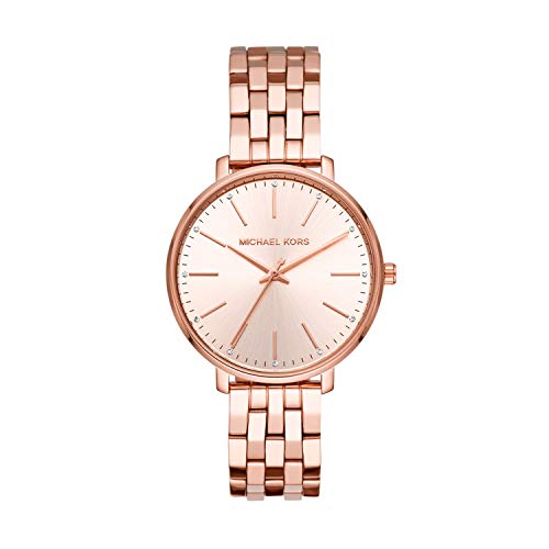 Michael Kors Women's Pyper Stainless Steel Quartz Watch with Stainless-Steel-Plated Strap, Rose Gold, 16 (Model: MK3897)