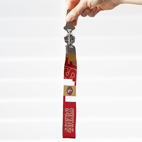 Rico Industries NFL Football San Francisco 49ers Wrist Lanyard Key Chain, Cute Wristlet Strap Keychain Holder for Women Men Car Keys ID Badges Card Wallet Phone Camera