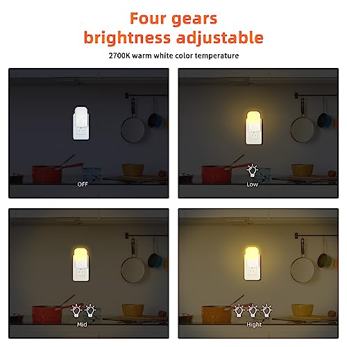 N&B NICE&BRAVO Night Light LED Auto Dusk to Dawn Sensor Light for Kitchen, Bedroom, Kids Room, Hallway, Stairway, Painting Plug in Dimmable Nightlights Lamp Bright with Switch，4 Pack