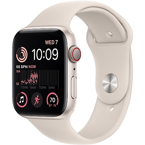 Apple Watch SE (2nd Gen) (GPS + Cellular, 40mm) - Starlight Aluminum Case with Starlight Sport Band, S/M (Renewed)