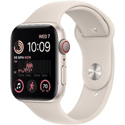 Apple Watch SE (2nd Gen) (GPS + Cellular, 40mm) - Starlight Aluminum Case with Starlight Sport Band, S/M (Renewed)