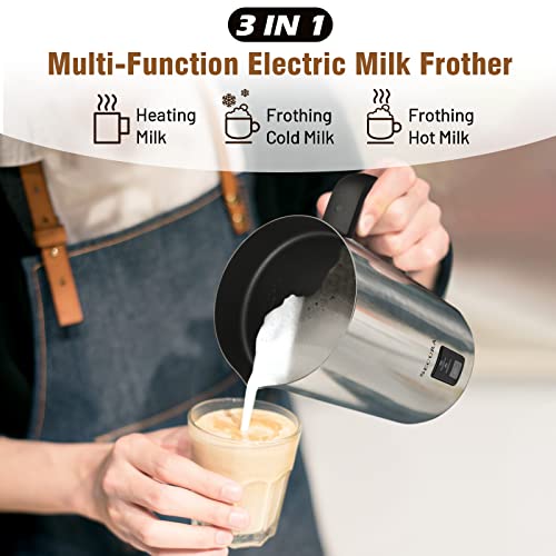 Secura Milk Frother, Electric Milk Steamer Stainless Steel, 8.4oz/250ml Automatic Hot and Cold Foam Maker and Milk Warmer for Latte, Cappuccinos, Macchiato, 120V