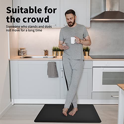 Art3d Anti Fatigue Mat - 1/2 Inch Cushioned Kitchen Mat - Non Slip Foam Comfort Cushion for Standing Desk, Office or Garage Floor (17.3"x28", Black)